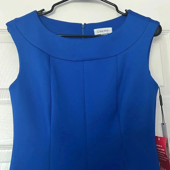 Calvin Klein Scuba Flare Royal Blue Dress Size 4 - Picture 5 of 10